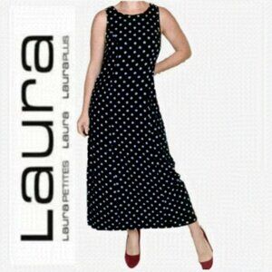LAURA Black Sheer Polka Dot Sleeveless Dress 14​​​​​